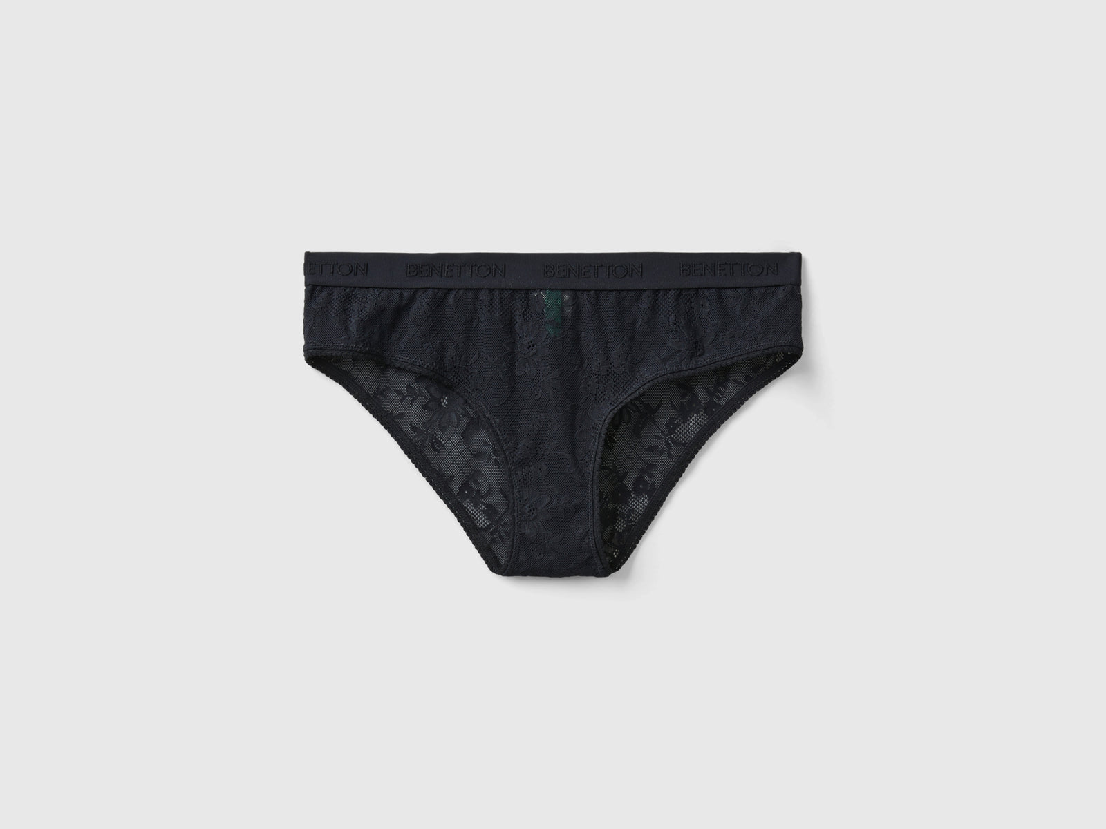 Slip in pizzo stretch da donna nero | Benetton Outlet