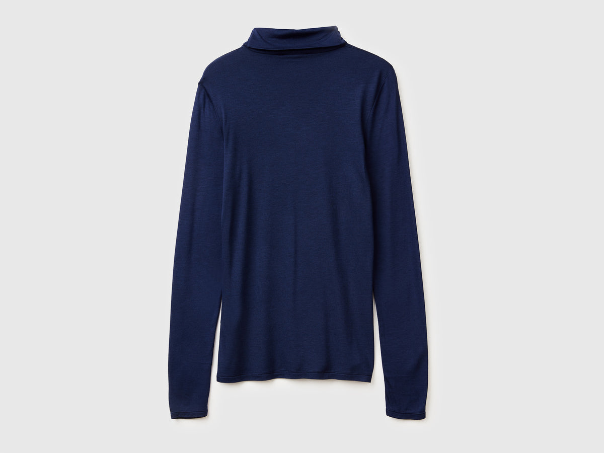 T-shirt lupetto in misto viscosa e cashmere