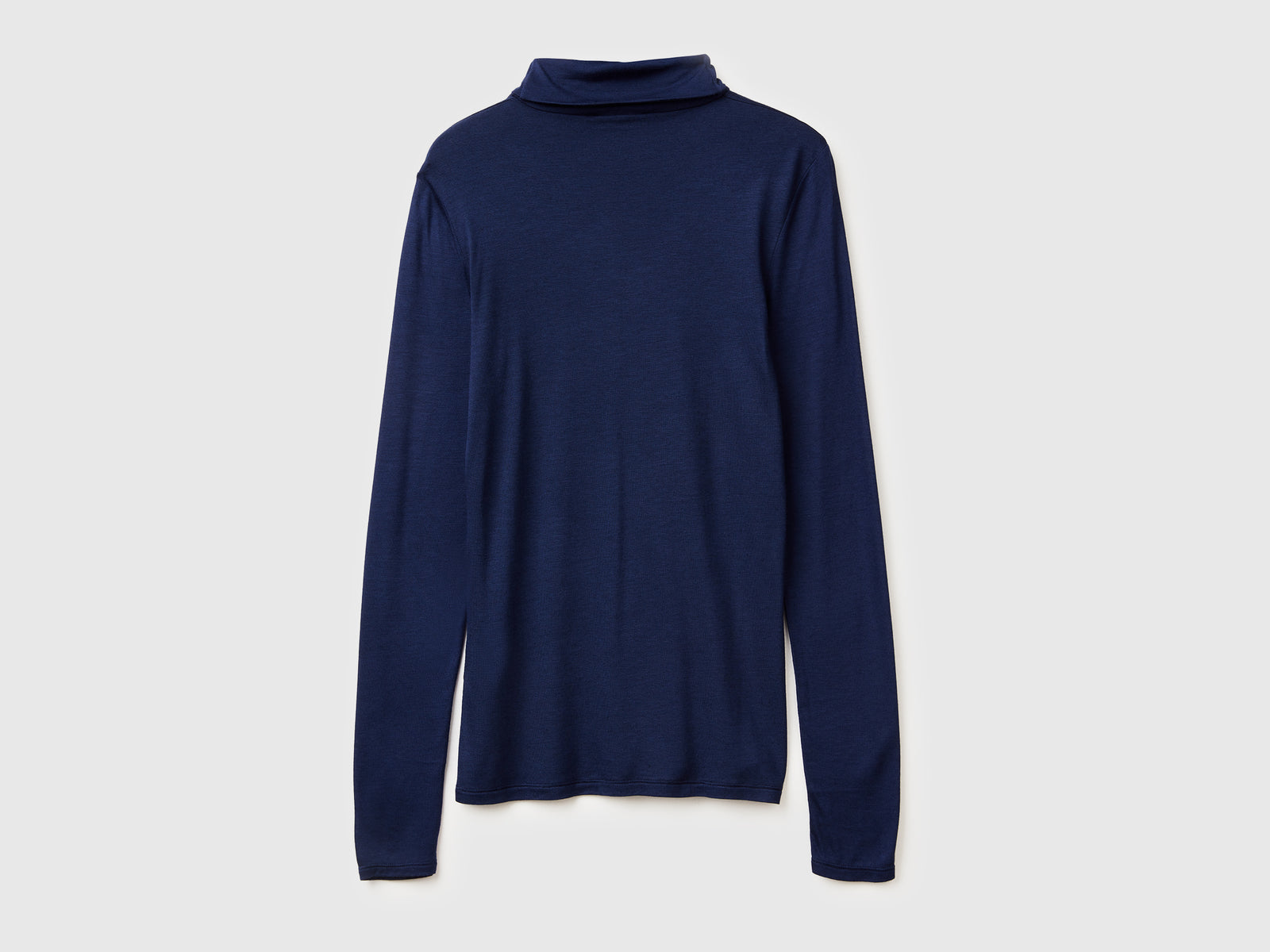 T-shirt lupetto in misto viscosa e cashmere da donna blu scuro 2 | Benetton Outlet