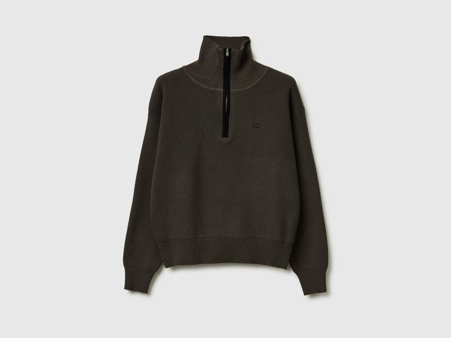 Maglione con mezza zip da donna marrone scuro | Benetton Outlet