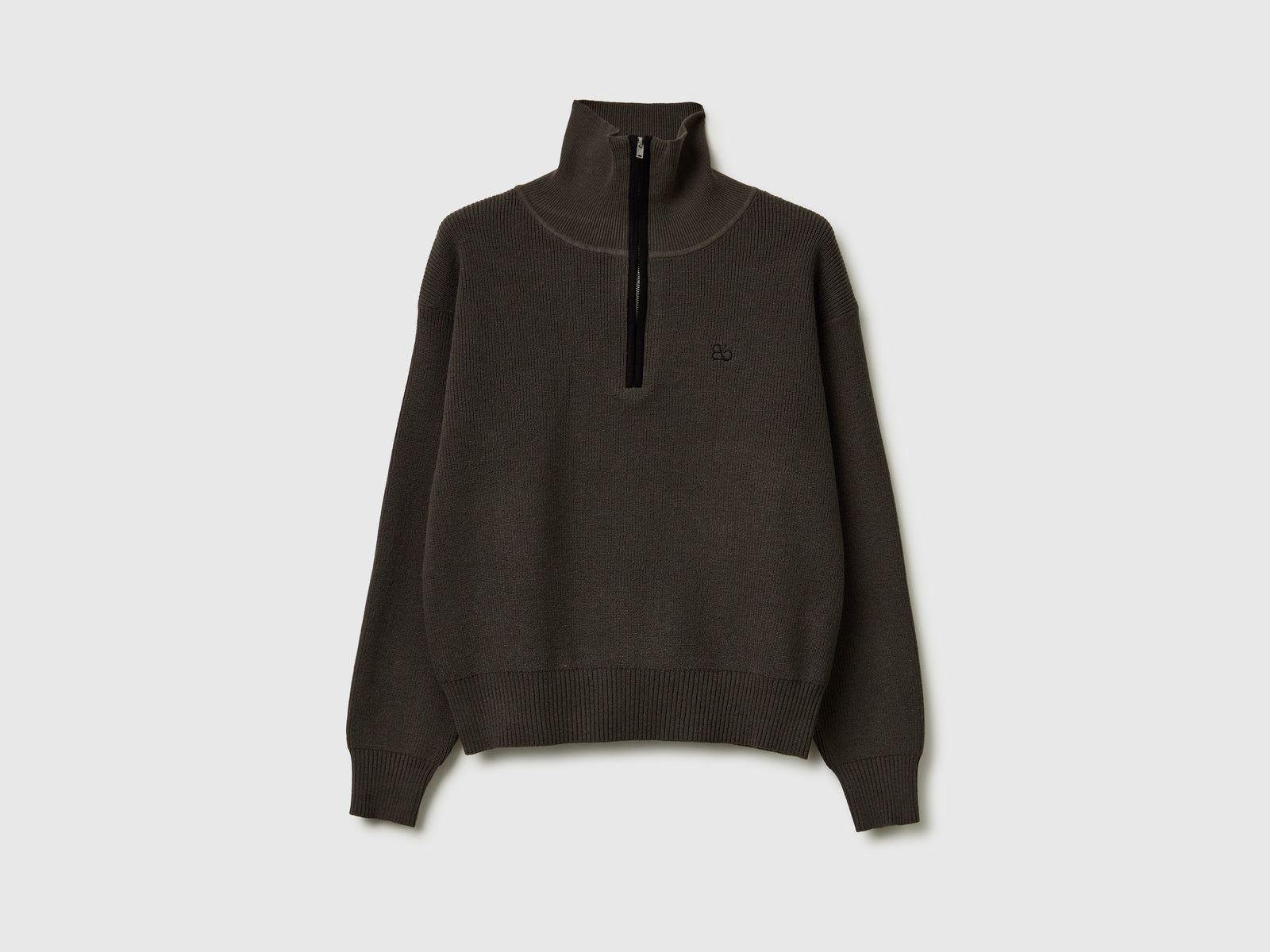 Maglione con mezza zip da donna marrone scuro | Benetton Outlet