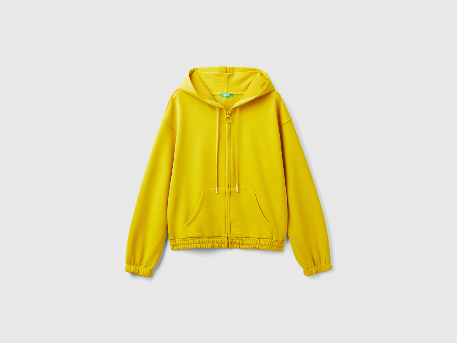 Felpa con cappuccio in misto cotone da donna giallo | Benetton Outlet