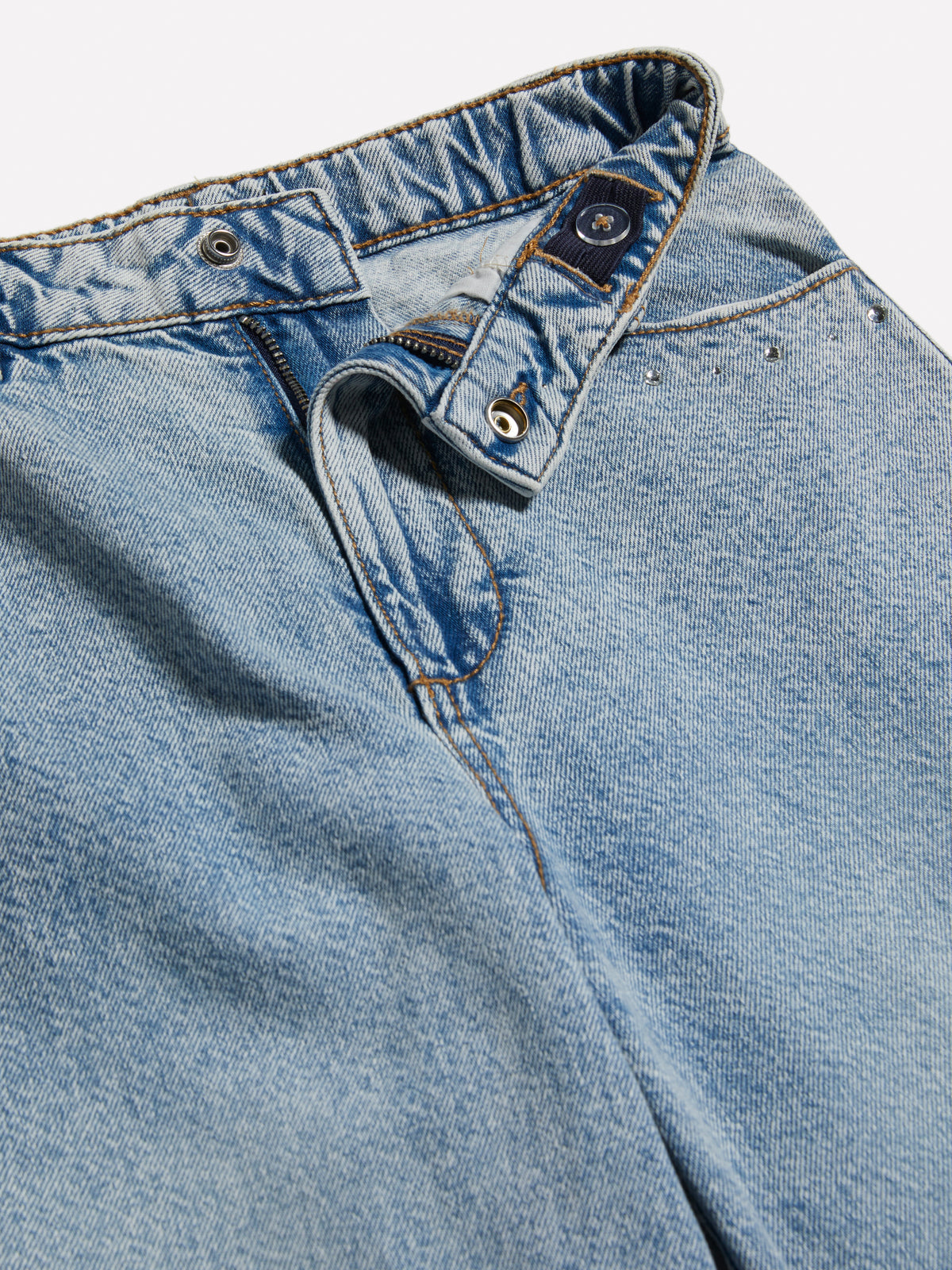 Jeans baggy fit con strass