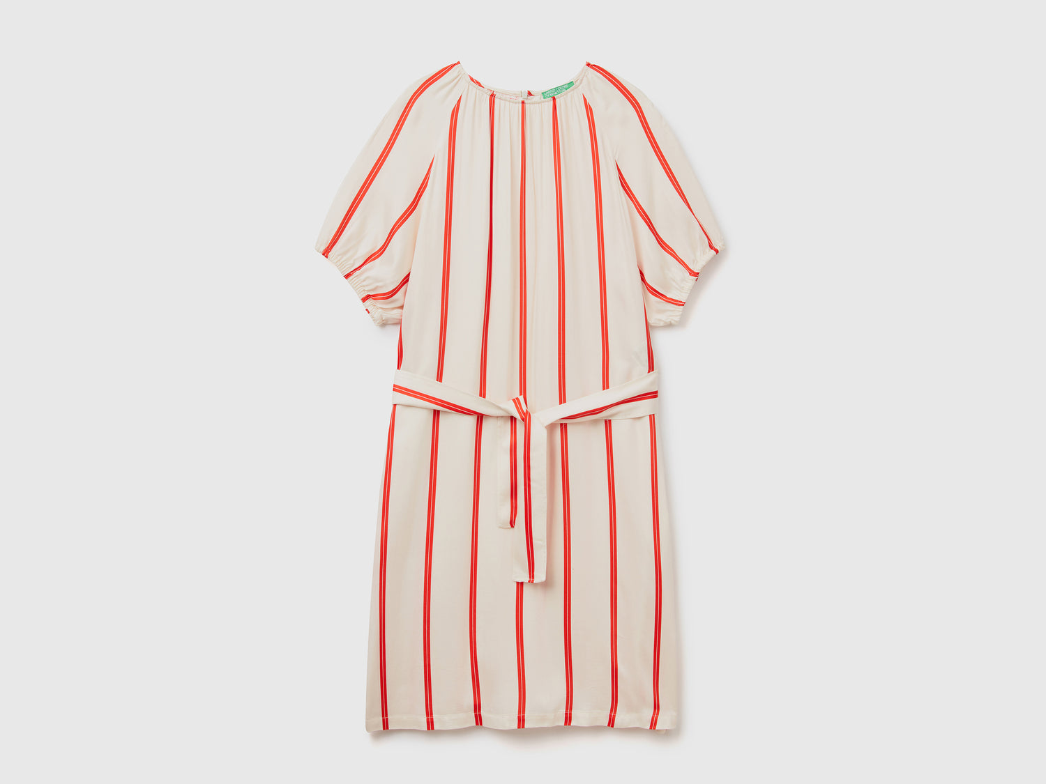 Abito girocollo in pura viscosa con stampa a righe verticali da donna multi-color | Benetton Outlet