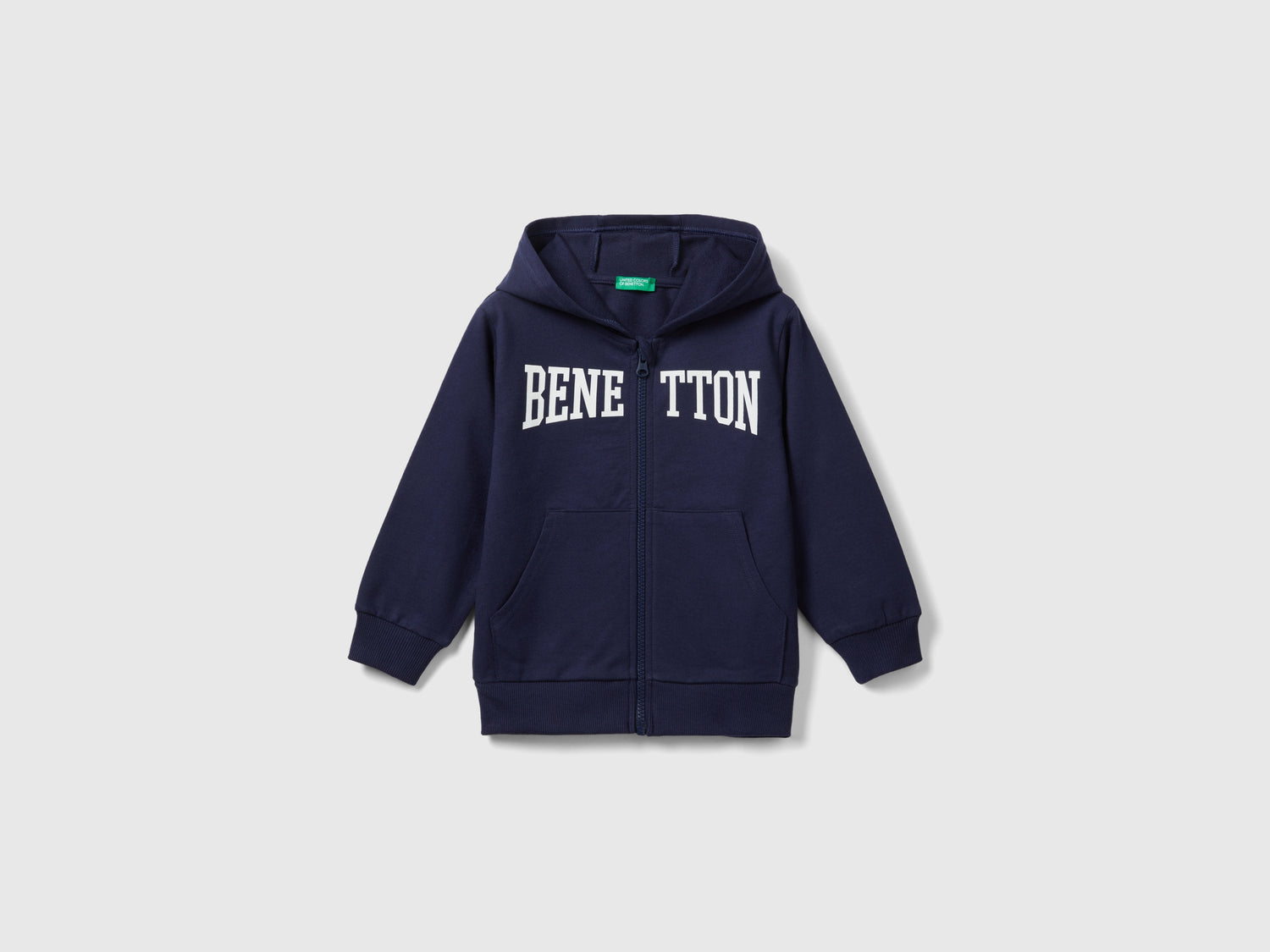 Felpa leggera con zip da bimbo blu scuro | Benetton Outlet