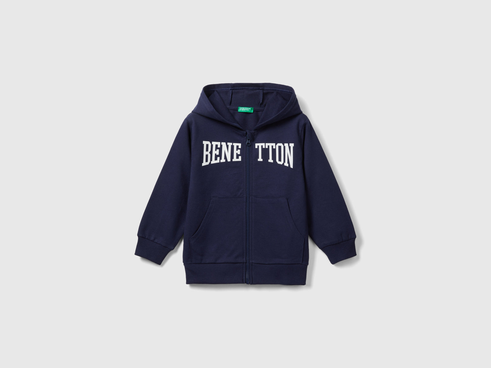 Felpa leggera con zip da bimbo blu scuro | Benetton Outlet
