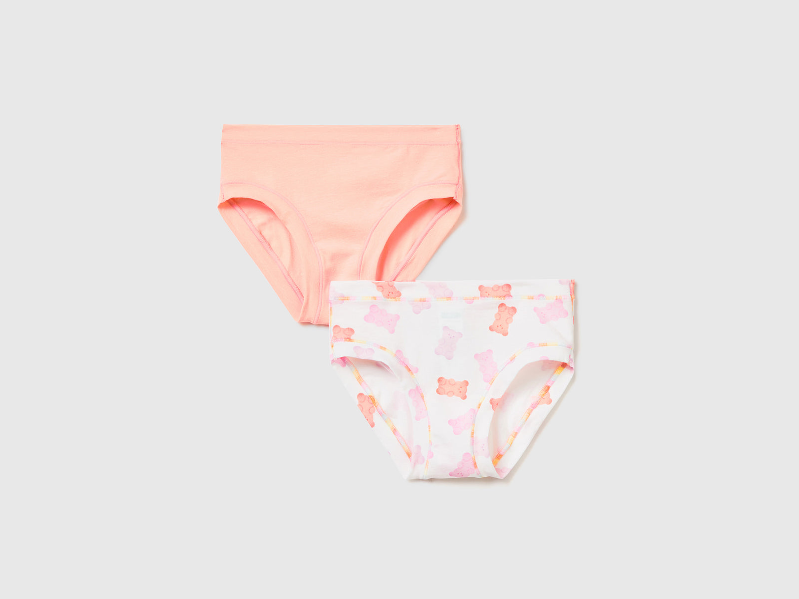 Due paia di mutande classiche in cotone super elasticizzato da bambina multi-color | Benetton Outlet