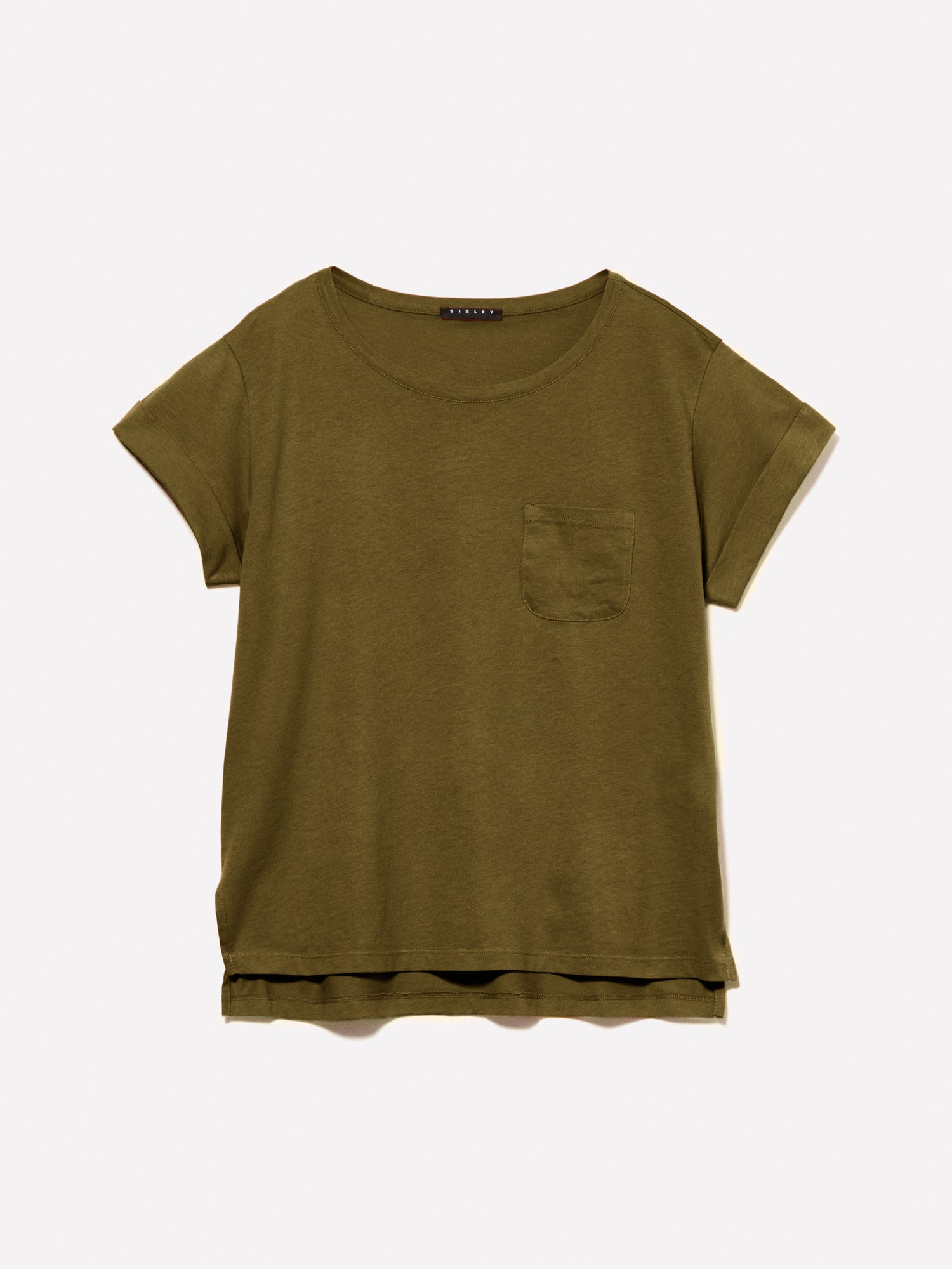T-shirt con taschino da donna verde militare | Sisley Outlet