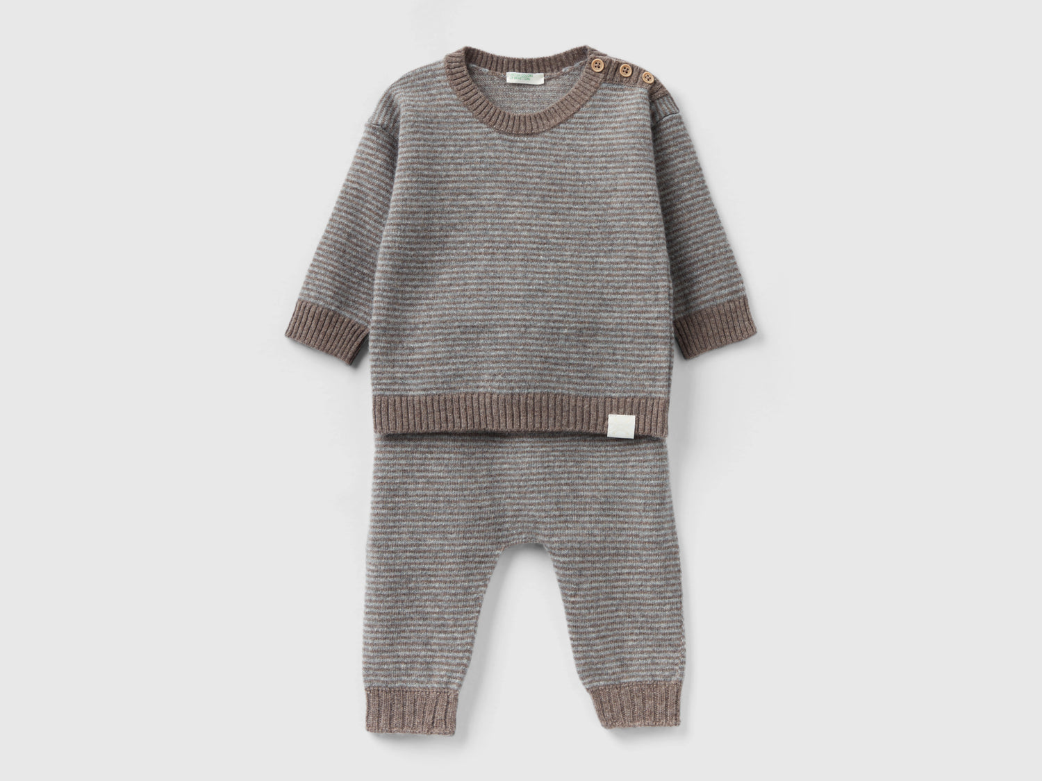 Completo in misto cashmere e lana Merino da neonato grigio scuro | Benetton Outlet