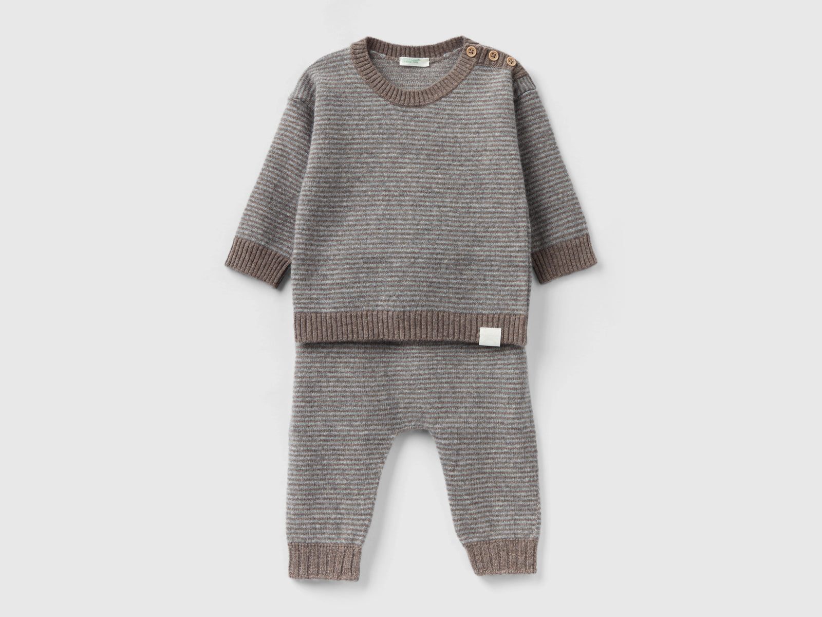 Completo in misto cashmere e lana Merino da neonato grigio scuro | Benetton Outlet