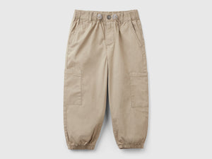 Pantaloni parachute in cotone stretch