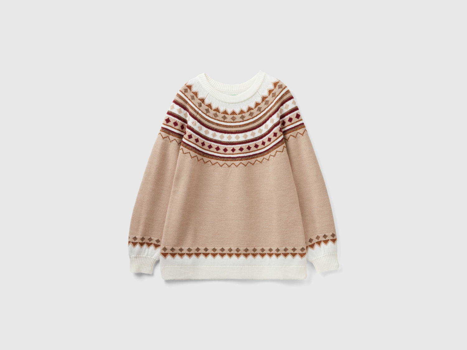 Maglione jacquard con lurex da donna bianco panna | Benetton Outlet