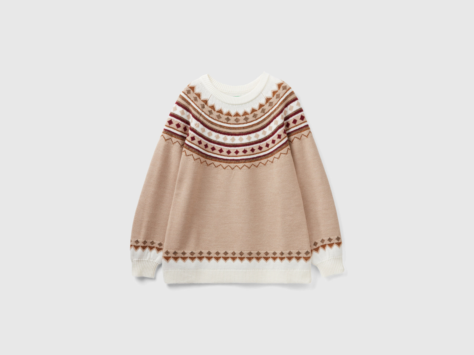 Maglione jacquard con lurex da donna bianco panna | Benetton Outlet