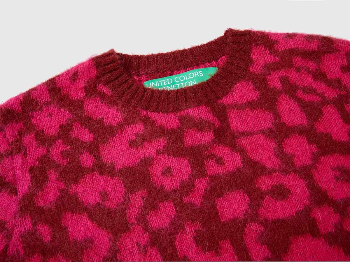 Maglione animalier in misto mohair