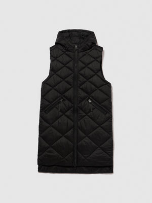 Gilet lungo con cappuccio