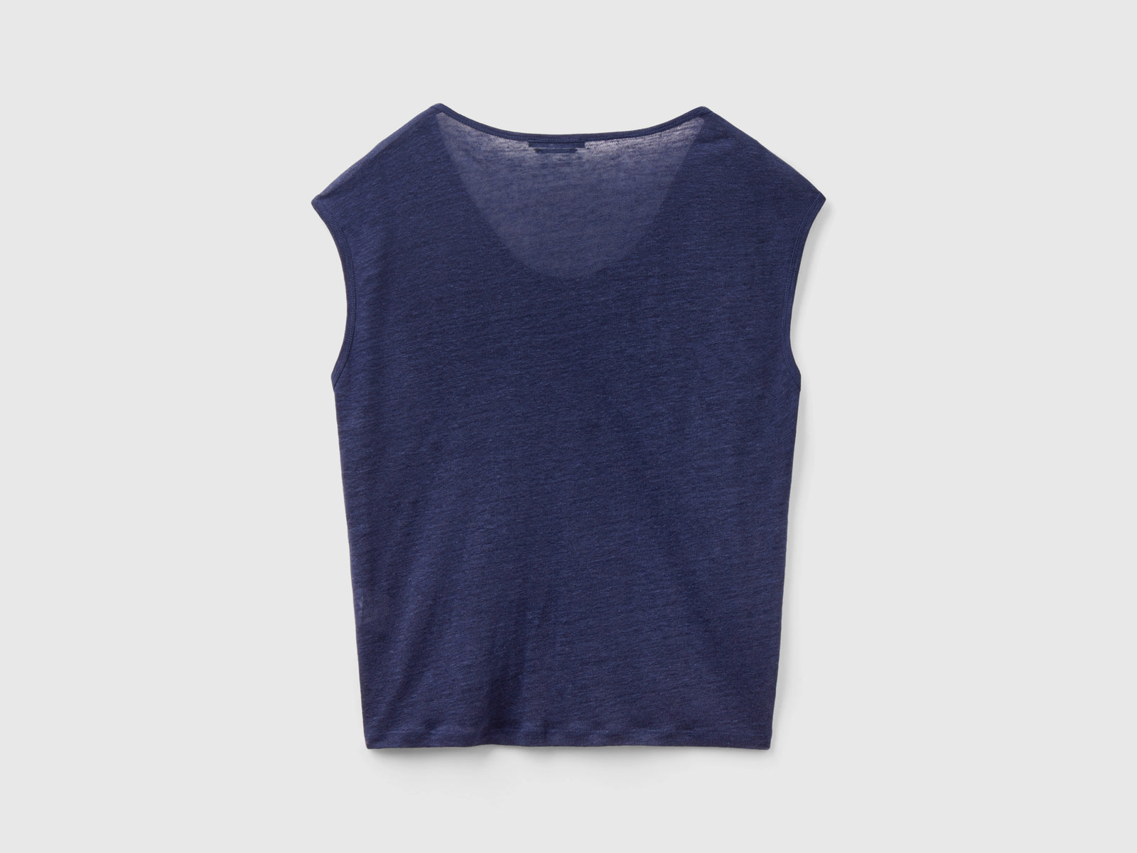 Maglietta scollo ampio in puro lino da donna blu scuro 2 | Benetton Outlet
