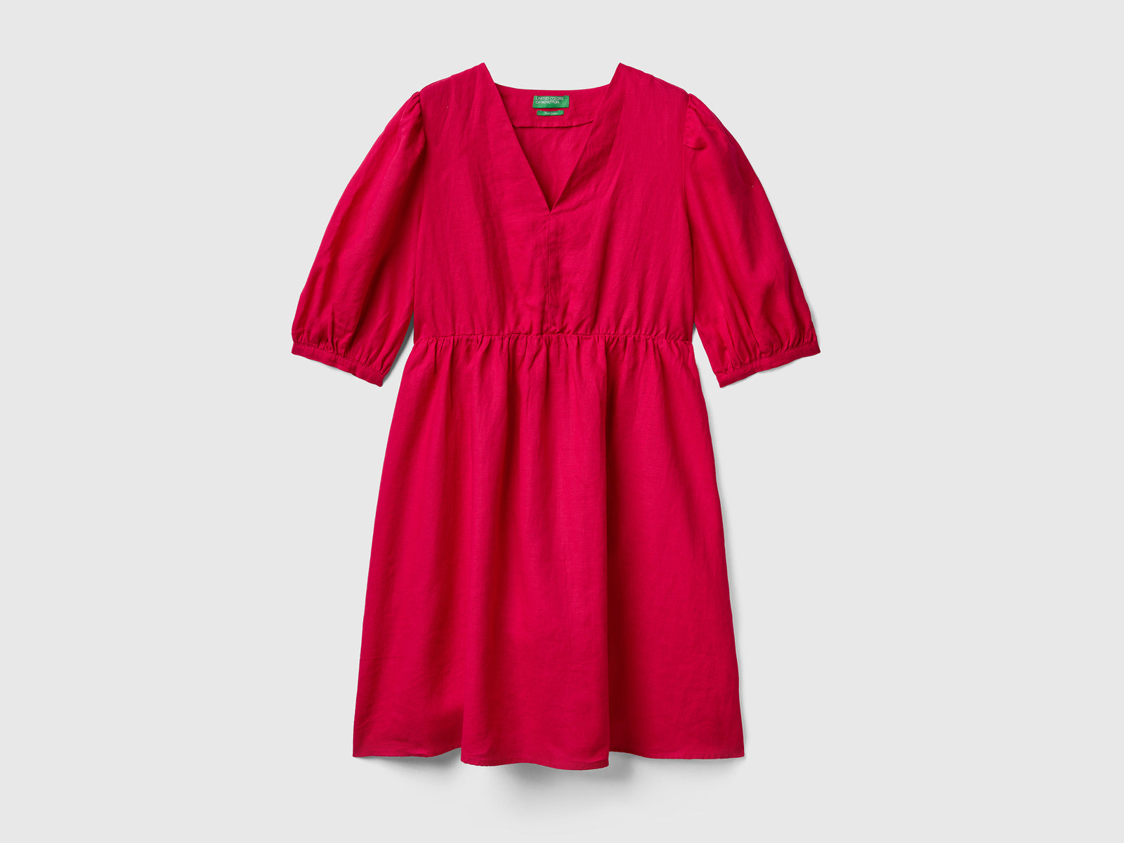 Abito con scollo a V da donna fucsia | Benetton Outlet