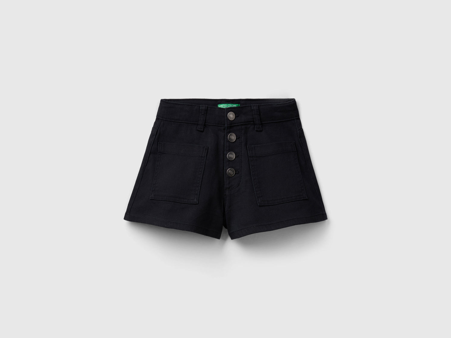 Shorts in cotone stretch da bambina nero | Benetton Outlet