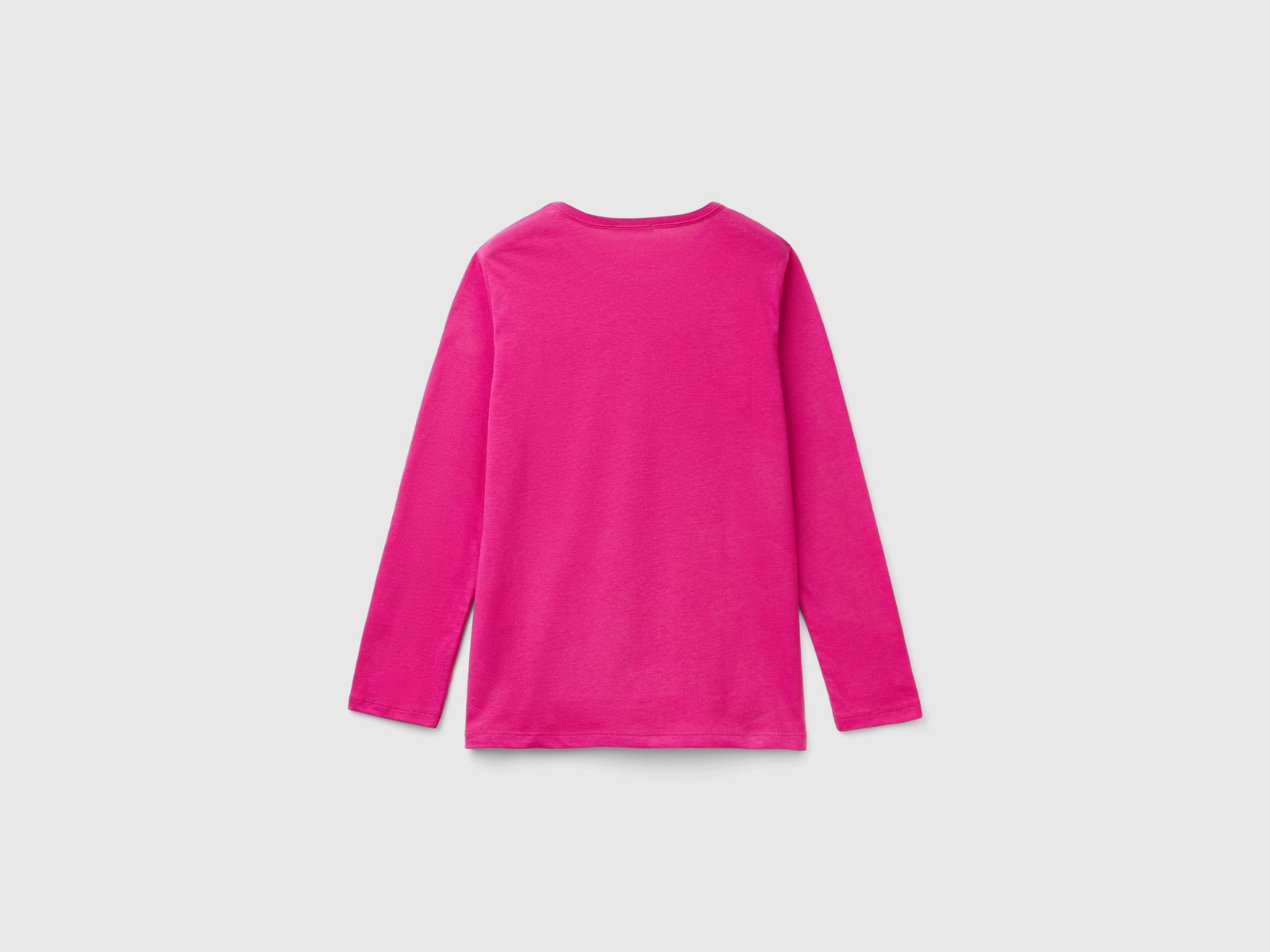 T-shirt a manica lunga in cotone bio da bambina fucsia 2 | Benetton Outlet