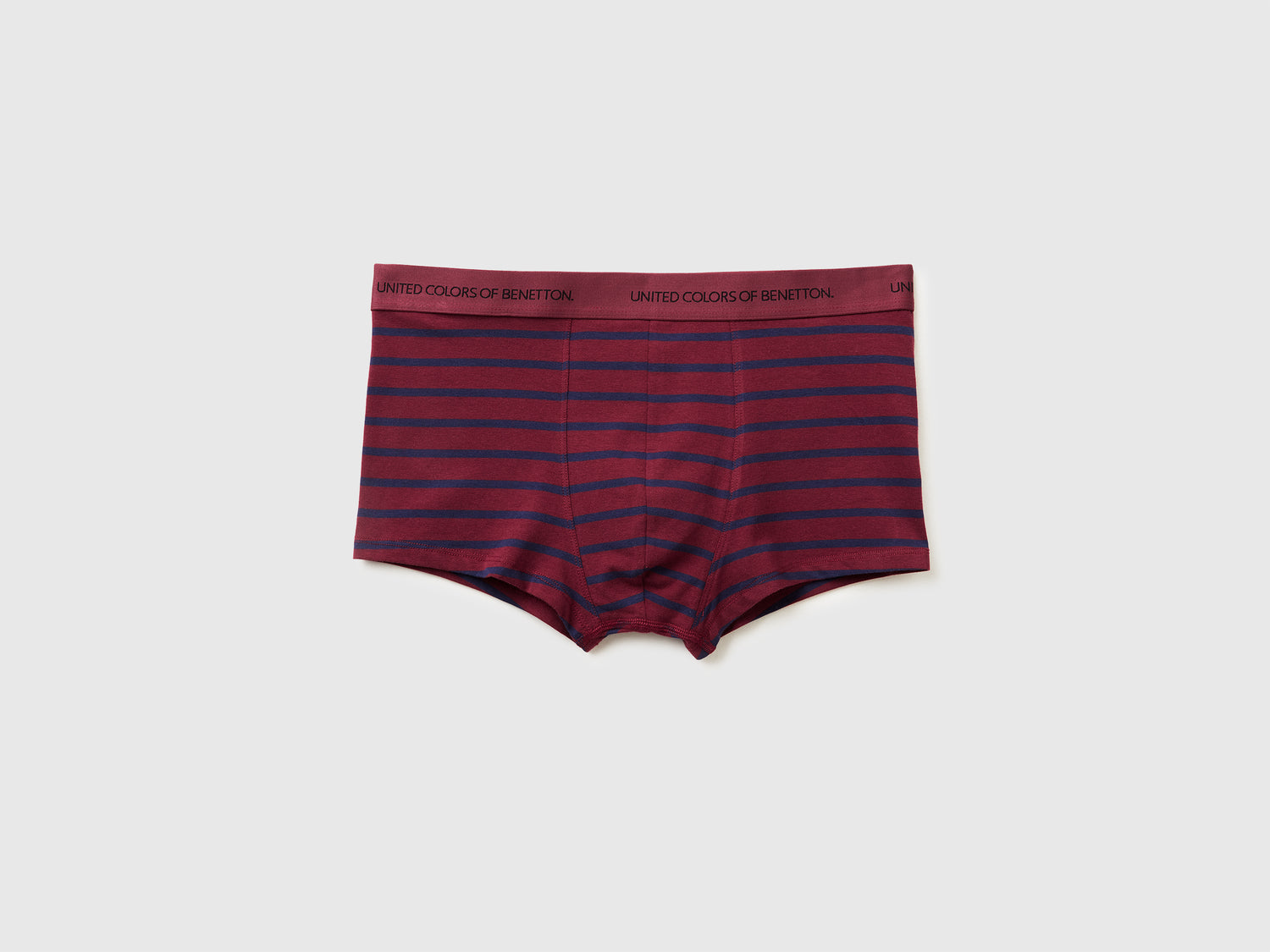 Boxer a righe in cotone stretch da uomo bordeaux | Benetton Outlet