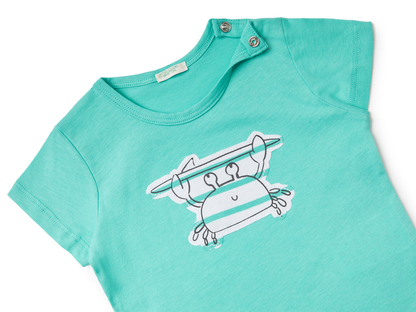 Completino coordinato in puro cotone da neonato verde chiaro 2 | Benetton Outlet