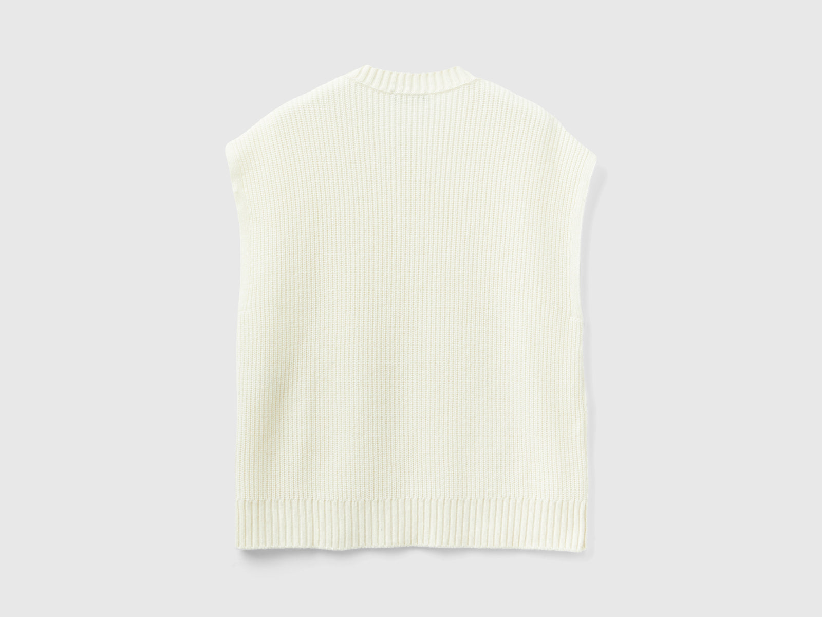 Gilet lavorato in misto lana da donna bianco panna 2 | Benetton Outlet