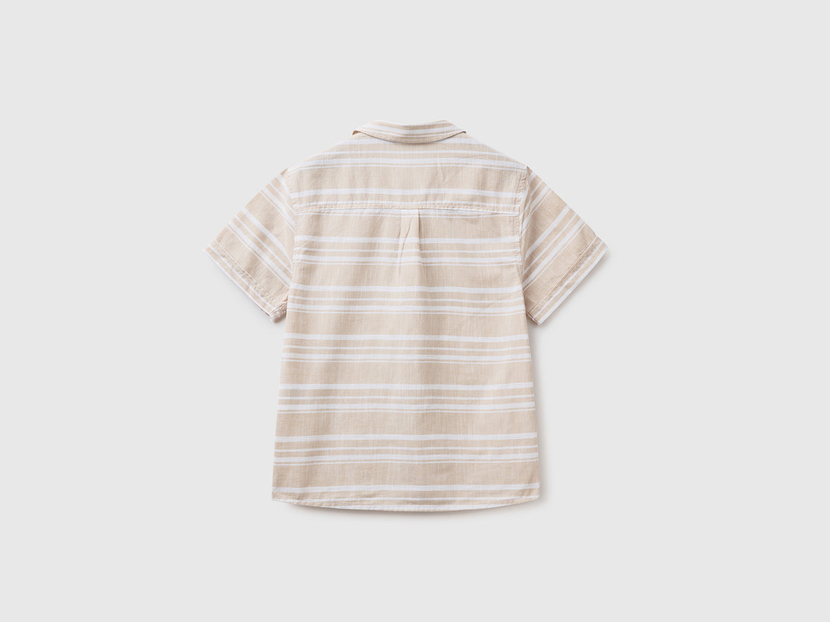 Camicia a manica corta in tela di puro cotone