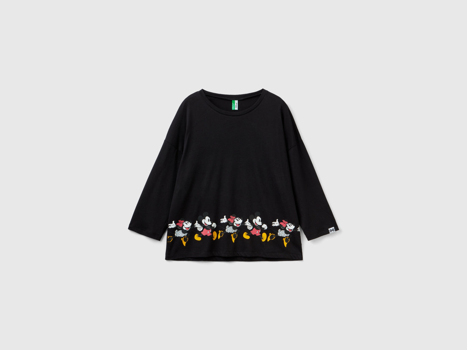 T-shirt Minnie in misto viscosa da donna nero | Benetton Outlet