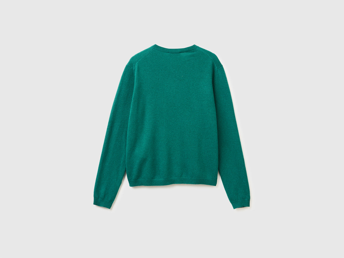 Cardigan verde in pura lana Merino