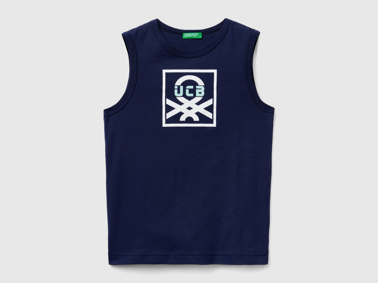 Canotta 100% cotone bio con logo da bambino blu scuro | Benetton Outlet