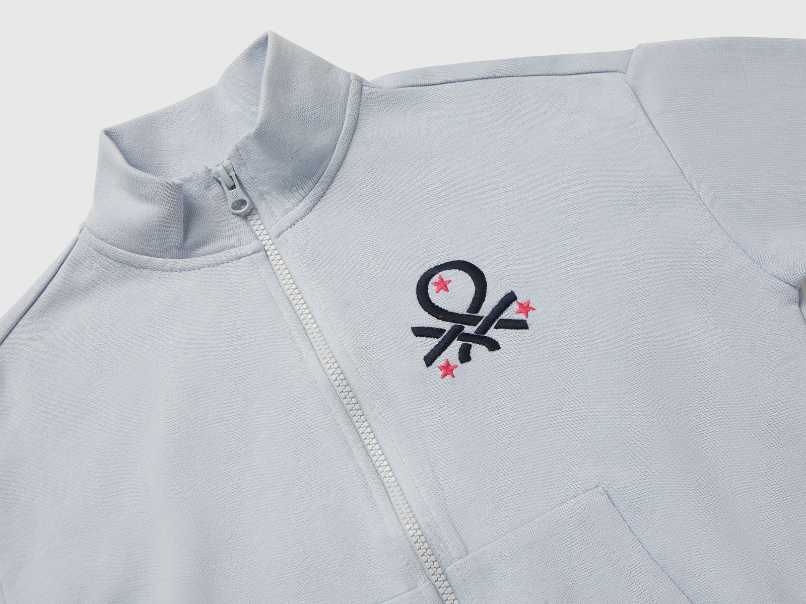 Felpa con zip e stampa da bambina azzurro 3 | Benetton Outlet