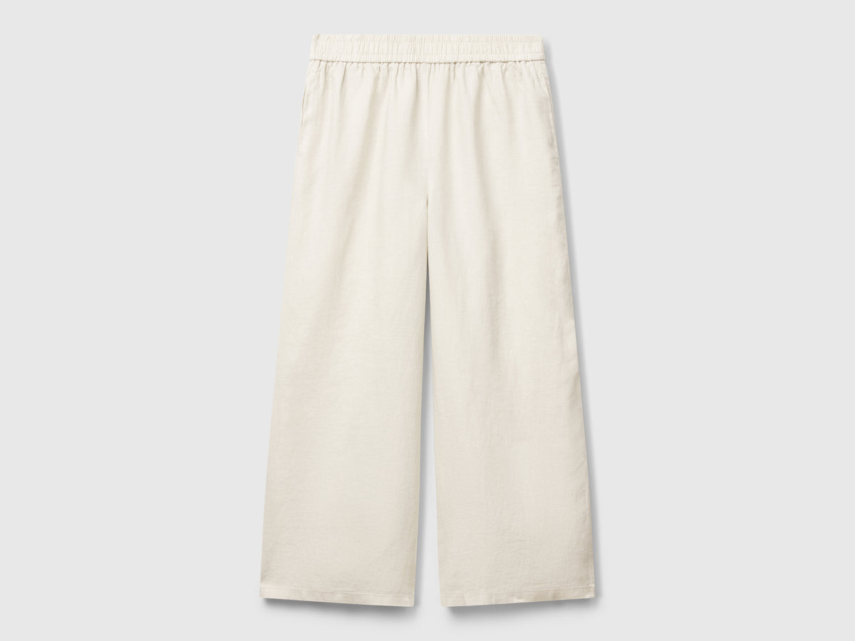 Pantaloni ampi in puro lino