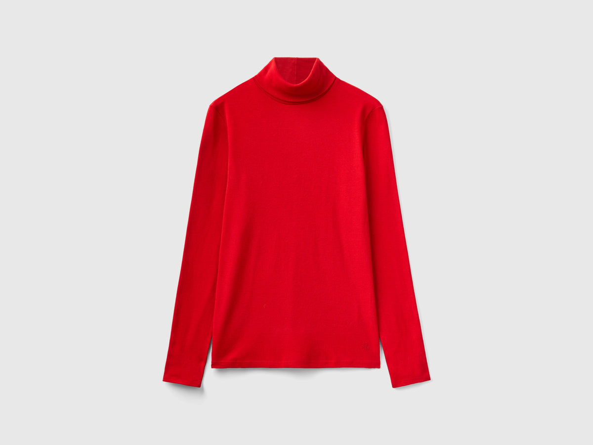 T-shirt a manica lunga con collo alto