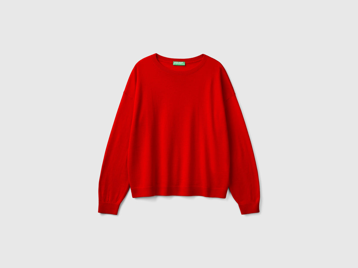 Maglia con scollo a barchetta in pura lana Merino