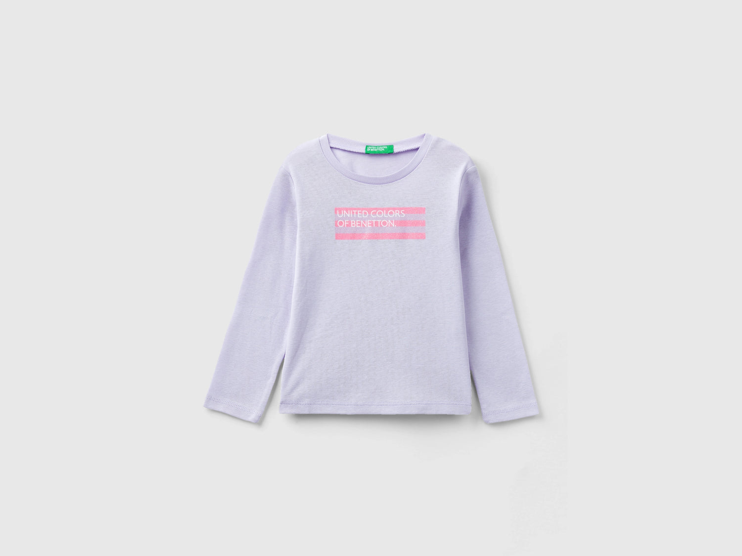 T-shirt manica lunga con stampa glitter da bimba lilla | Benetton Outlet