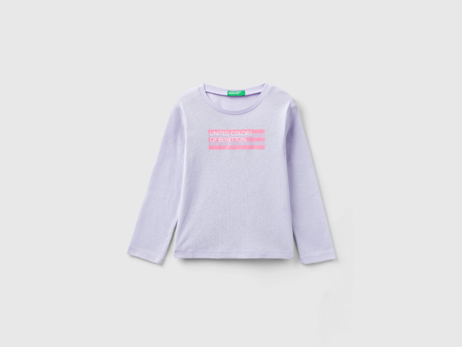 T-shirt manica lunga con stampa glitter da bimba lilla | Benetton Outlet