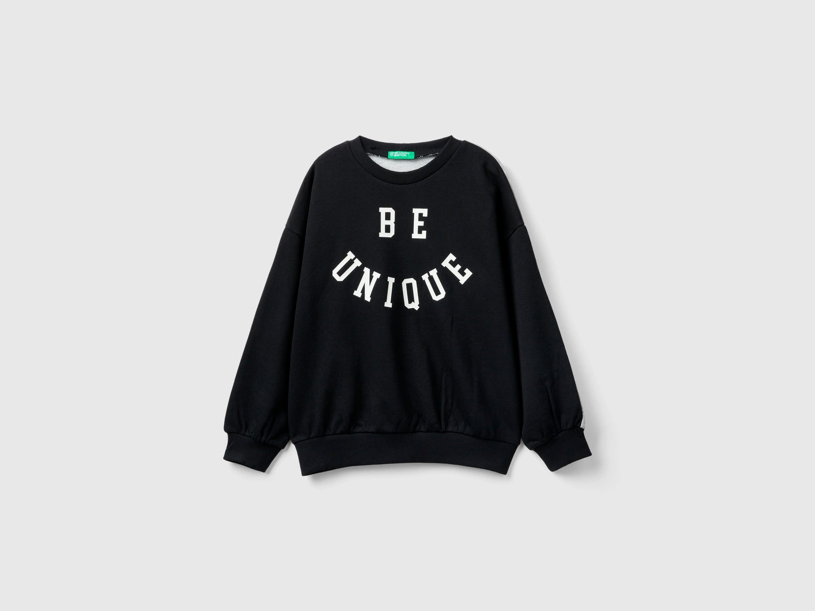Felpa color block con stampa da bambina nero | Benetton Outlet