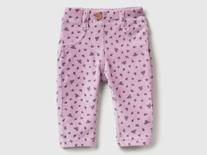 Pantaloni con stampa fantasia in ciniglia