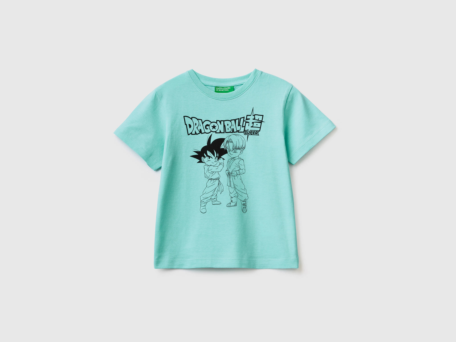 T-shirt girocollo a manica corta in puro cotone da bimbo azzurro | Benetton Outlet