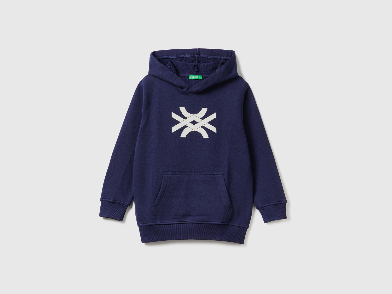Felpa con cappuccio e logo da bambino blu scuro | Benetton Outlet