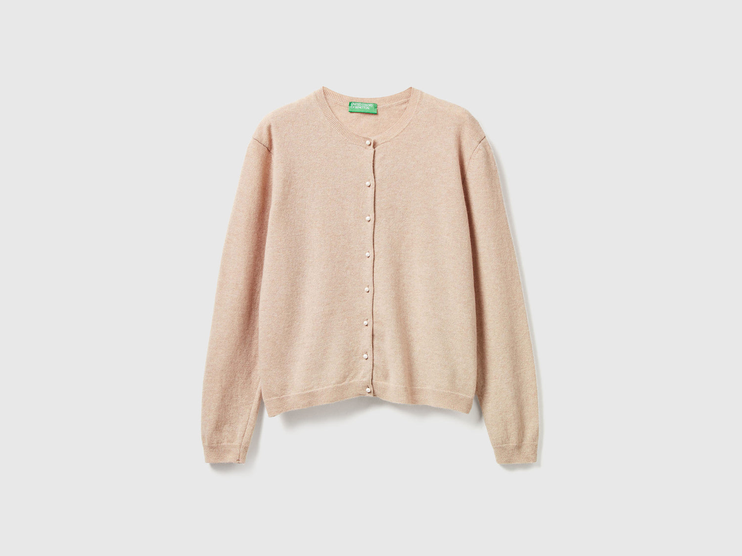 Cardigan in pura lana Merino da donna beige | Benetton Outlet