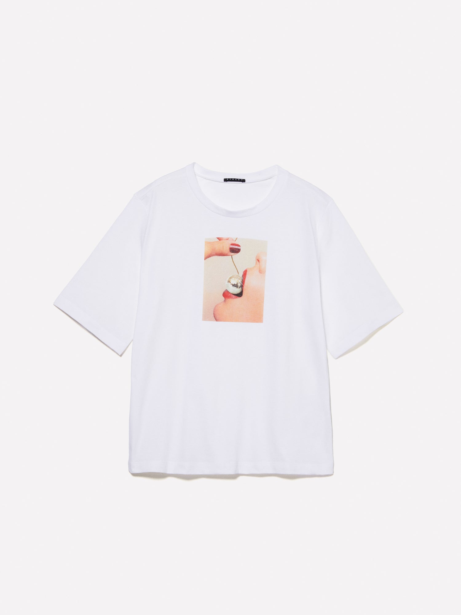 T-shirt boy fit 100% cotone bio con stampa da donna bianco | Sisley Outlet