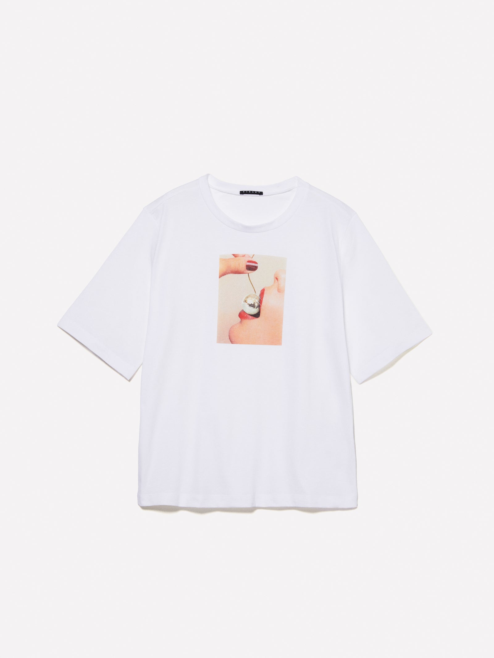 T-shirt boy fit 100% cotone bio con stampa da donna bianco | Sisley Outlet