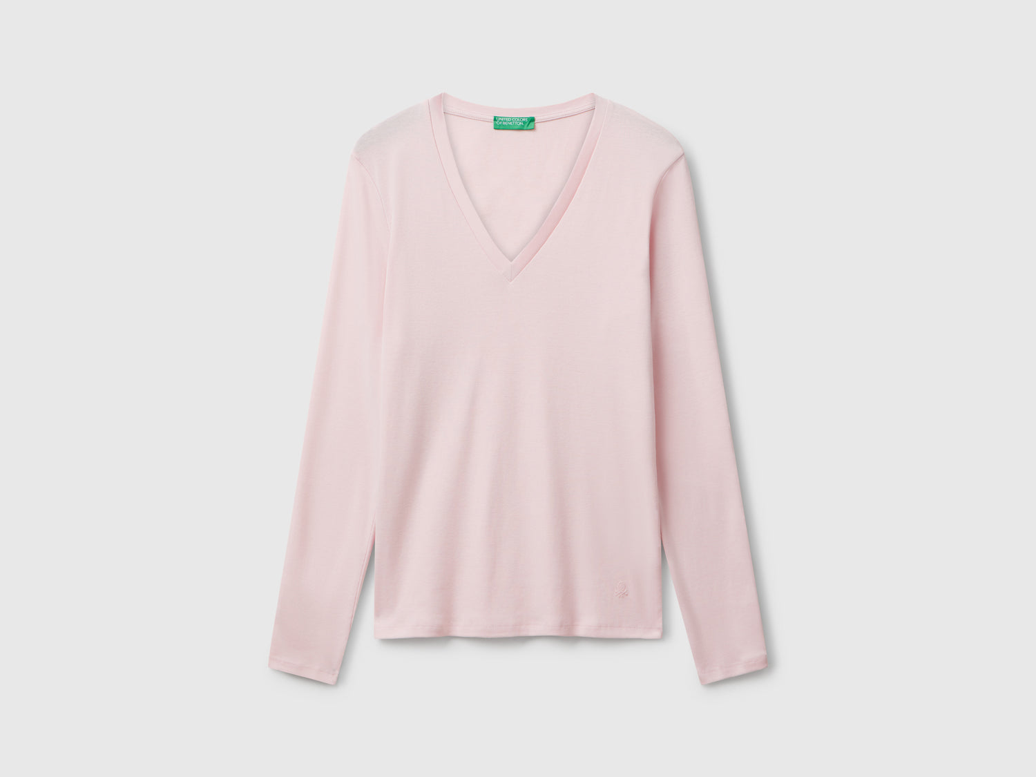 T-shirt con scollo a V da donna rosa | Benetton Outlet