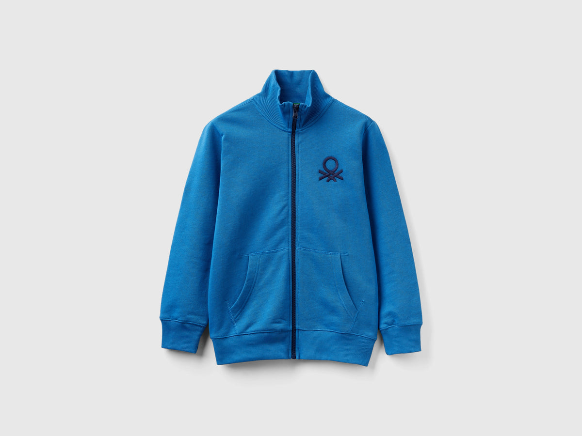 Felpa con zip in puro cotone