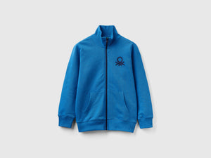 Felpa con zip in puro cotone