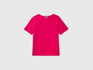 T-shirt girocollo in cotone fiammato