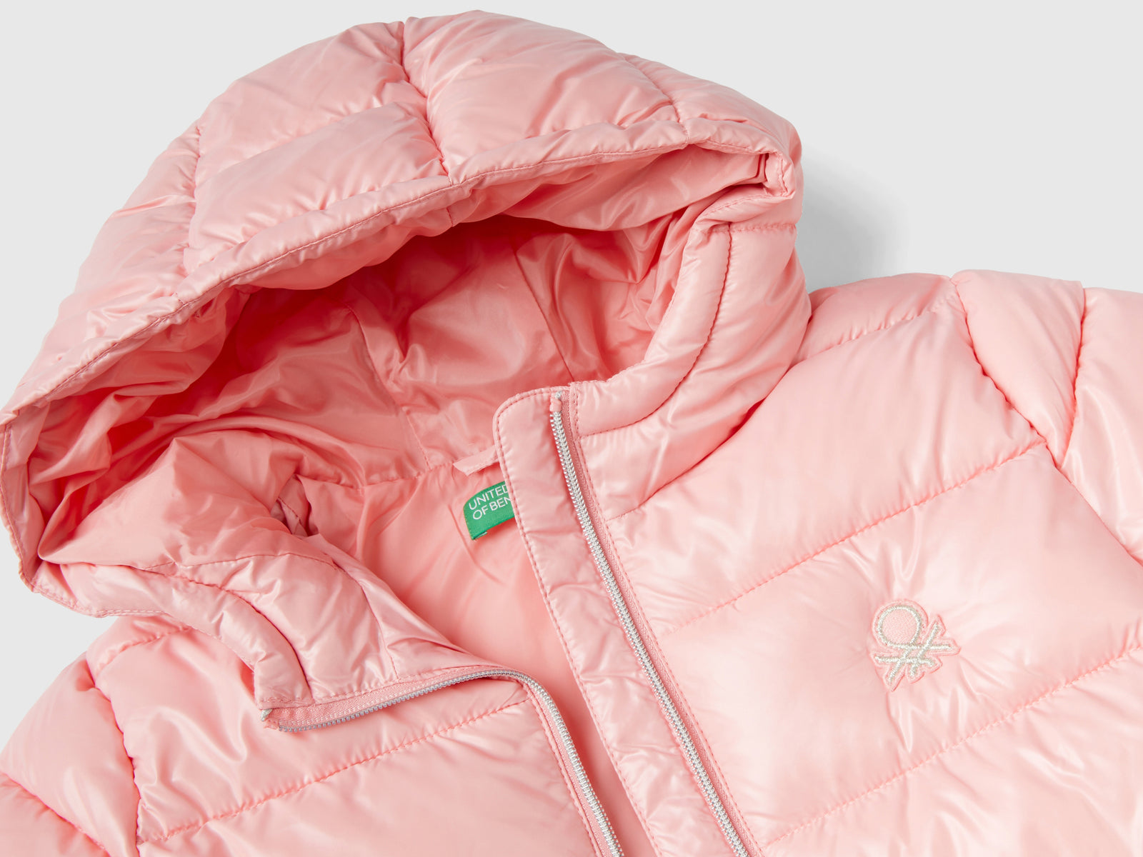 Giubbotto lucido imbottito da bambina rosa 3 | Benetton Outlet
