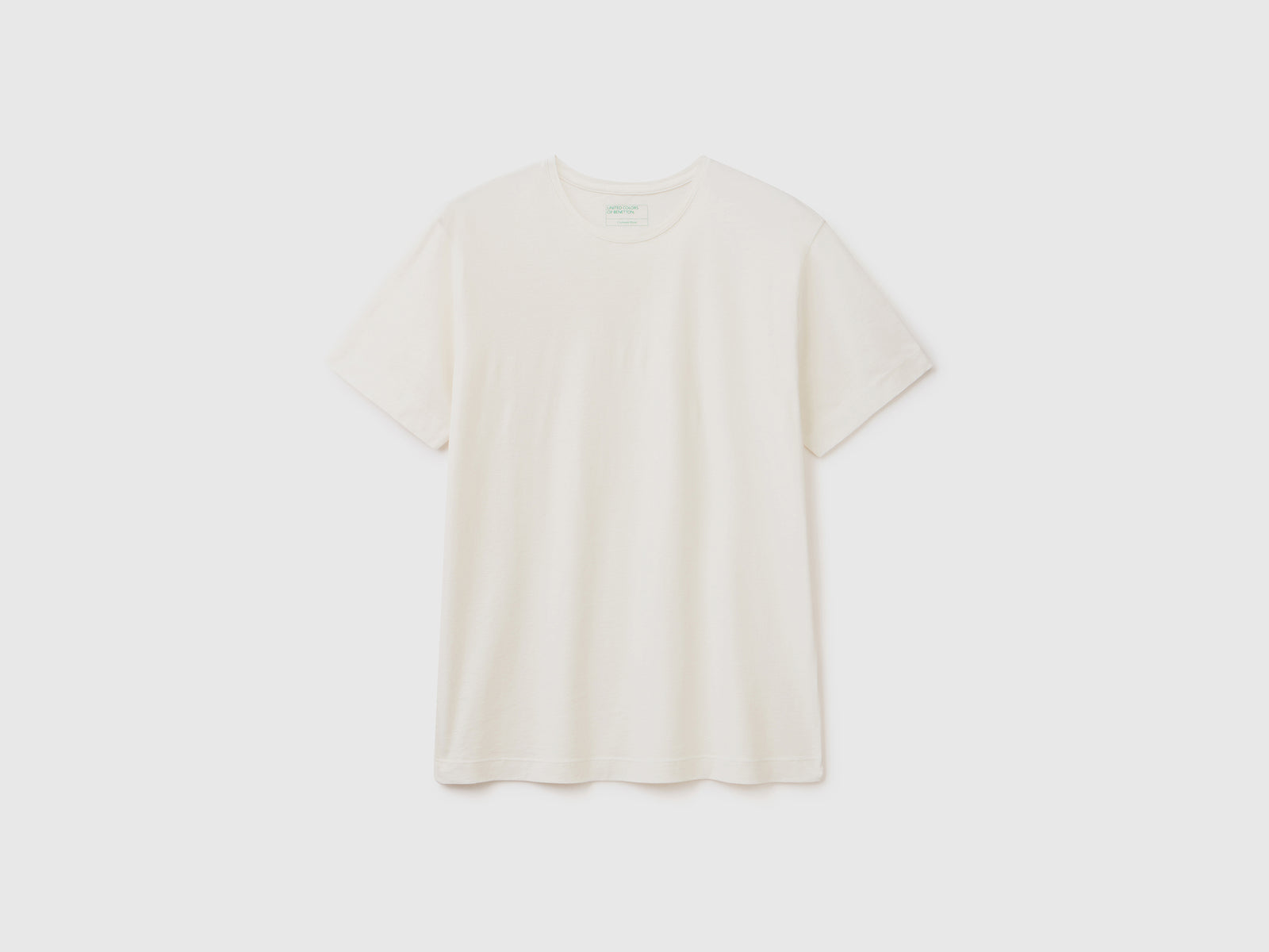 T-shirt in misto cotone e cashmere da uomo bianco panna | Benetton Outlet