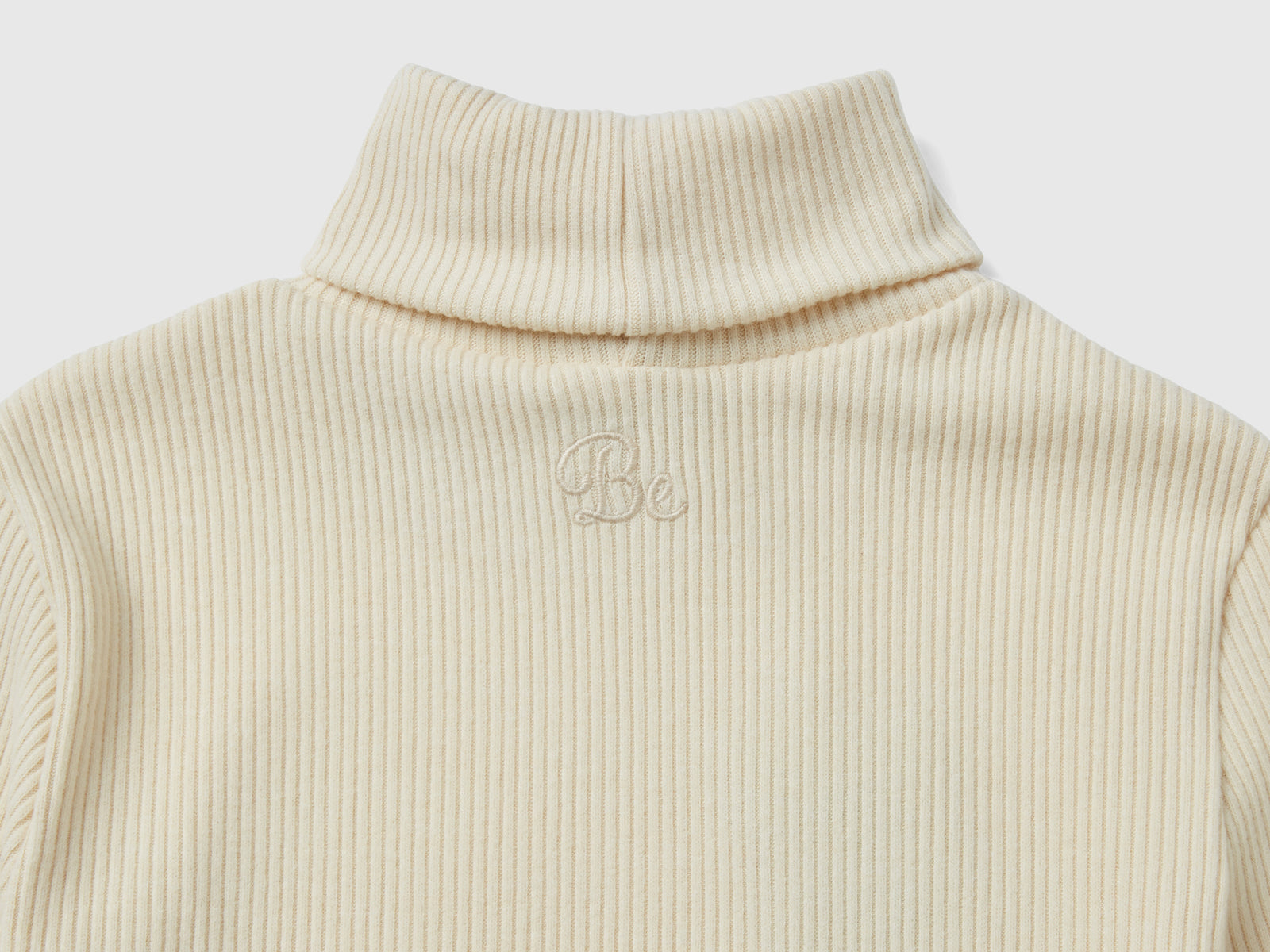 Caldo abito dolcevita a costine da bambina beige 2 | Benetton Outlet